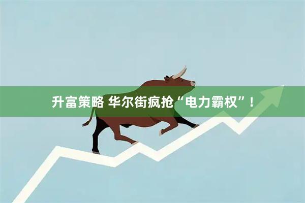 升富策略 华尔街疯抢“电力霸权”！